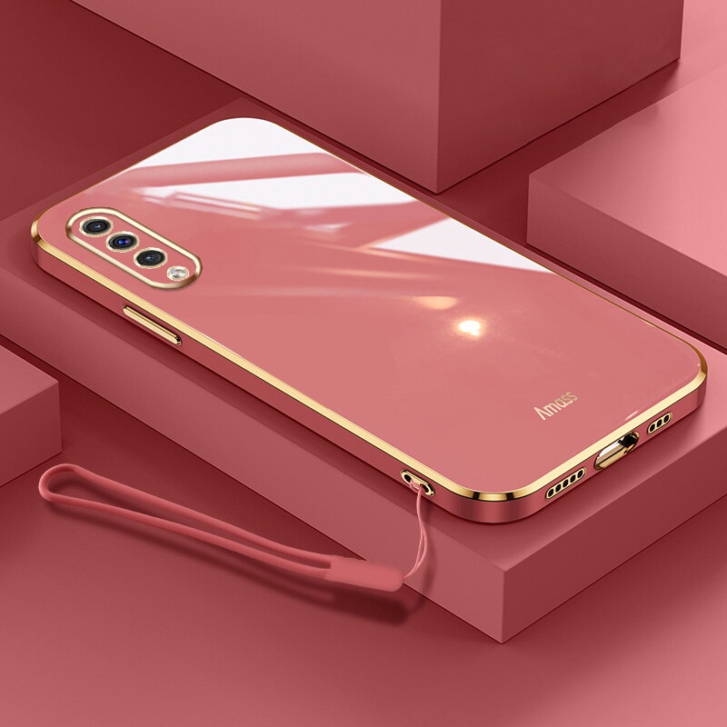 Ốp Điện Thoại Silicon Mạ Viền Sang Trọng Kèm Dây Đeo Cho Samsung Galaxy A70S A70 A30S A50 A50S