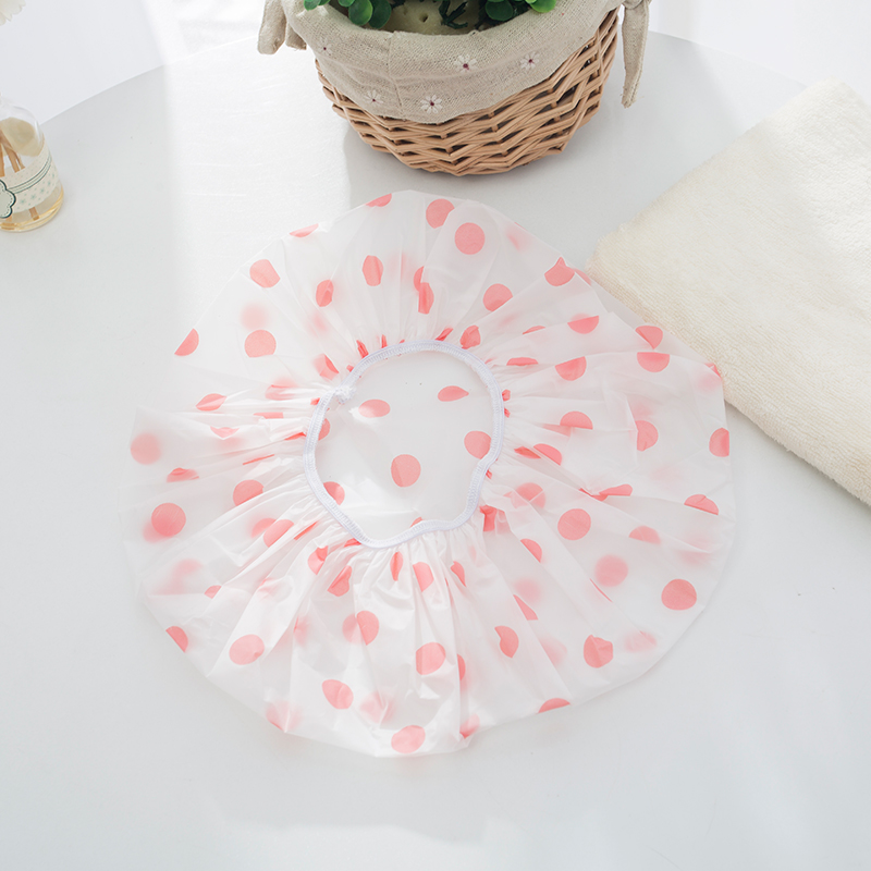 (Hàng Mới Về) Mũ Trùm Tóc Chống Thấm Nước Họa Tiết Chấm Bi Tiện Dụng