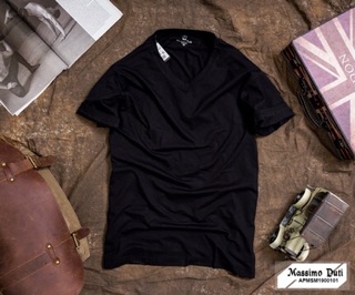 Áo phông trơn cổ tim Massimo Duti