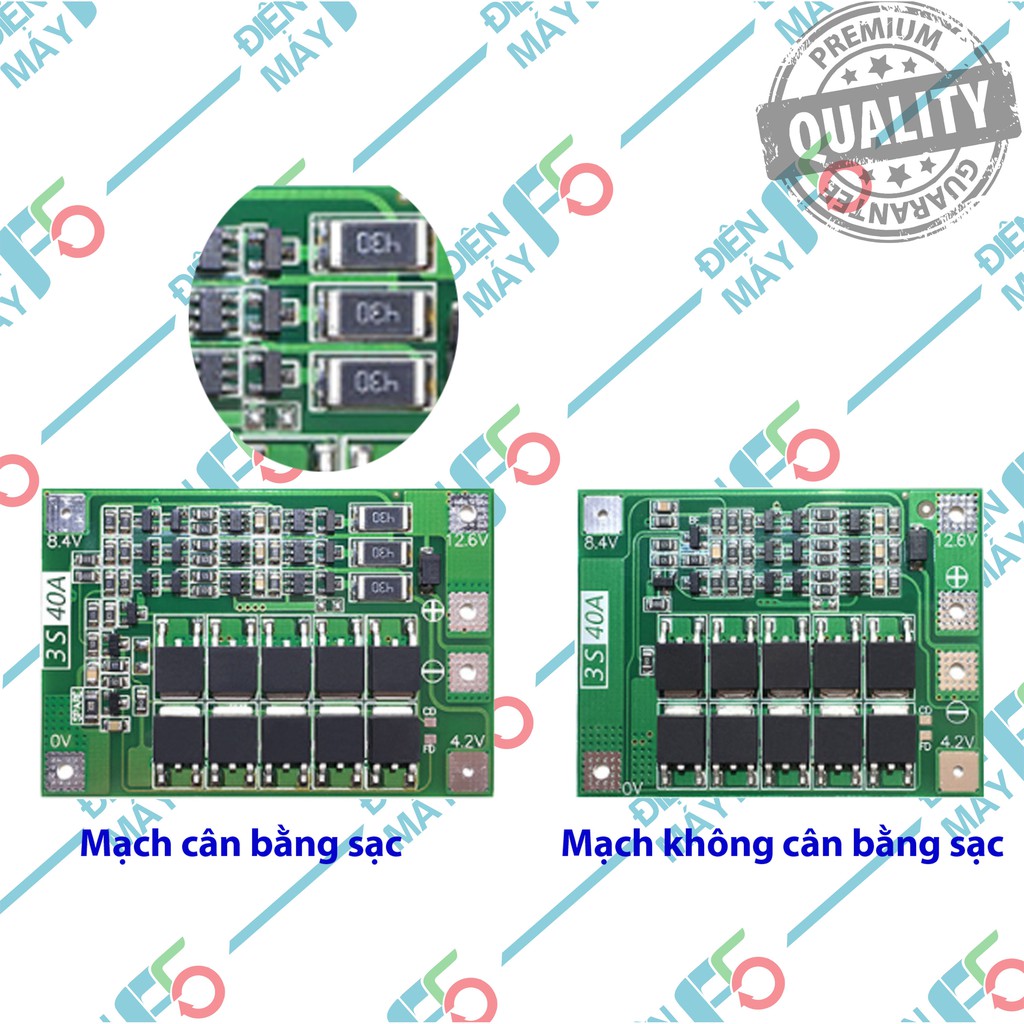 DMF5 Mạch 3S 10.8V 11.1V 12.6V - 40A, sạc và bảo vệ (pack) pin Li-ion 9.6V - 12V