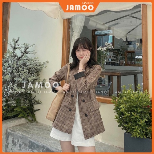 Áo Blazer 2 lớp 4 cúc mẫu mới, Áo vest nữ khoác ngoài JAMOO.