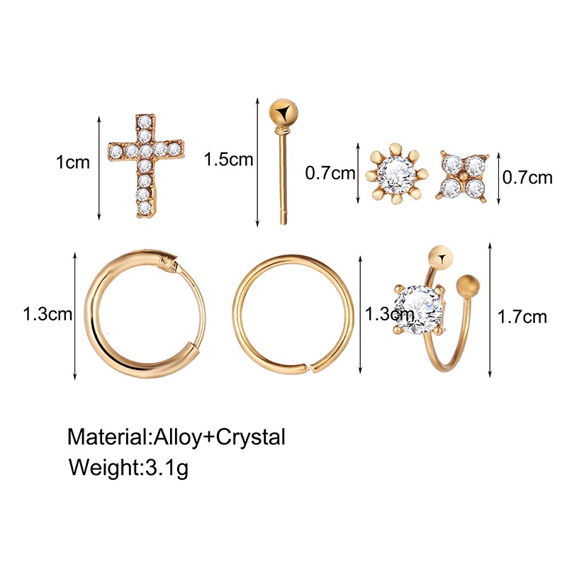 Set Khuyên Tai Tròn Và Bướm Mini Màu Vàng / Bạc Đơn Giản Phong Cách Punk CRD