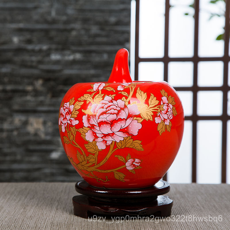 Jingdezhen Gốm Sứ Đỏ Bình Nhỏ Trang Trí Phòng Khách Sắp Xếp Nhỏ Sứ Trang Trí Đám Cưới Nhà Trang Trí Nội Thất