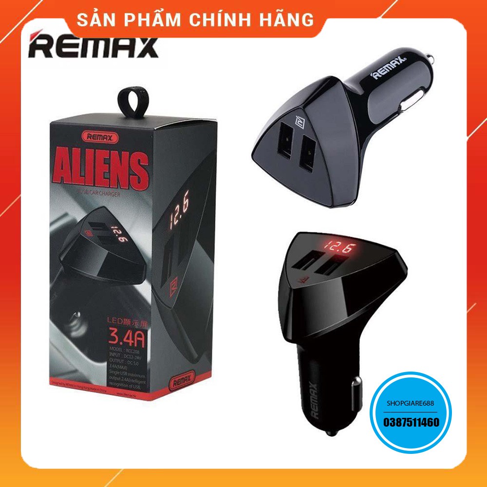 Tẩu sạc trên ô tô chính hãng Remax RC C304 3 cổng usb