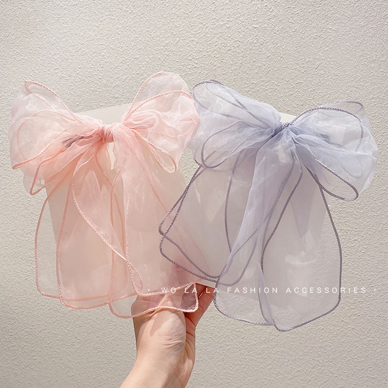 Kẹp Tóc Nơ Lưới Phong Cách Hàn Quốc Cho Nữ