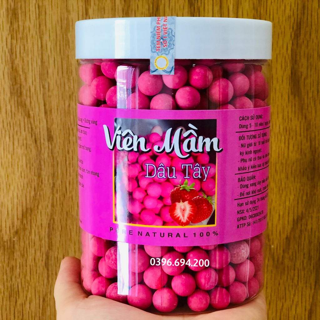 Hộp 500gr Viên Mầm Dâu Tây Tăng Vòng 1- Handmade