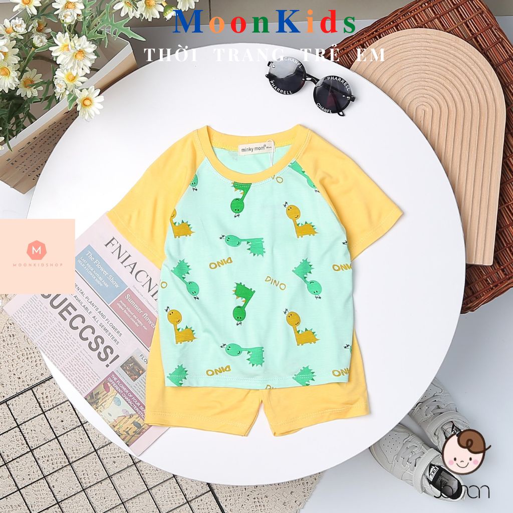 Bộ Monkey Cộc Tay Cho BéHọa Tiết MaRuCoBộ hè cho bé 1 tuổi,quần áo cộc cho bé,minky mom chính hãng từ 6-20kg