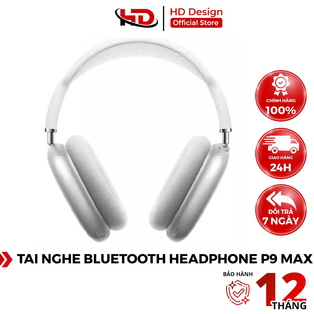 Tai Nghe Bluetooth Headphone P9 Max, Chống Ồn Chủ Động, Âm Thanh Sống Động, Có Mic - Chính Hãng HD DESIGN