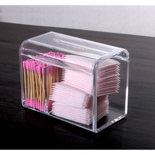 Hộp đựng bông tẩy trang và tăm bông có nắp cao cấp