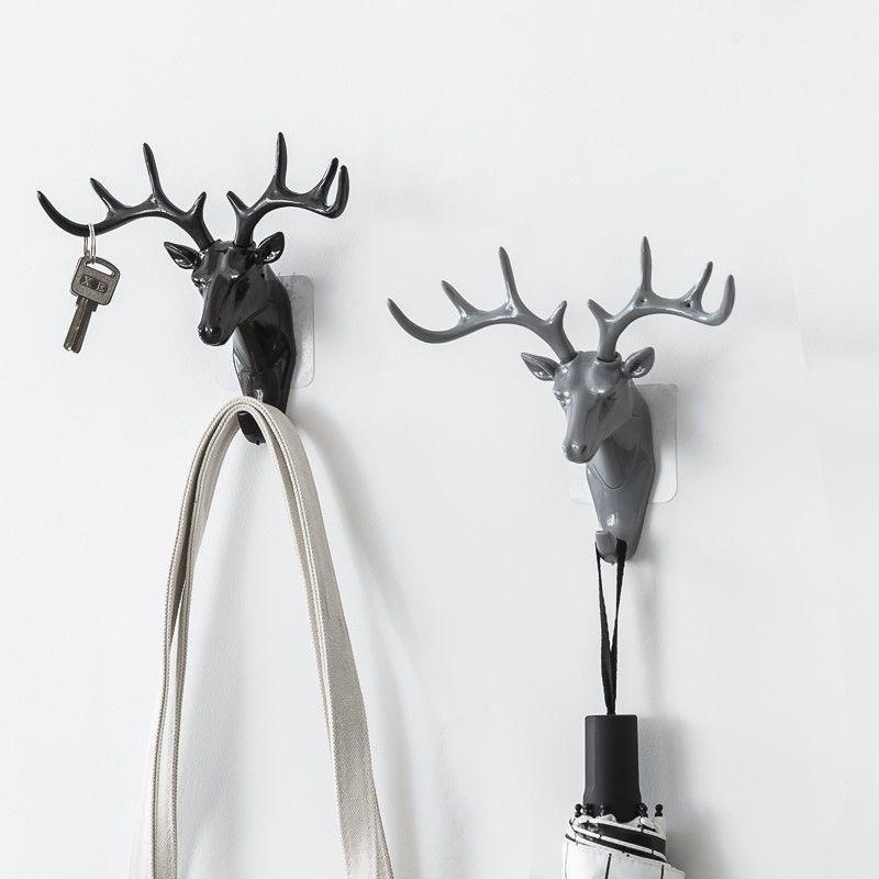 Móc treo đồ dán tường hình đầu hươu decor nhà cửa siêu sang chảnh, Móc dán tường chịu lực treo vật dụng gia đình