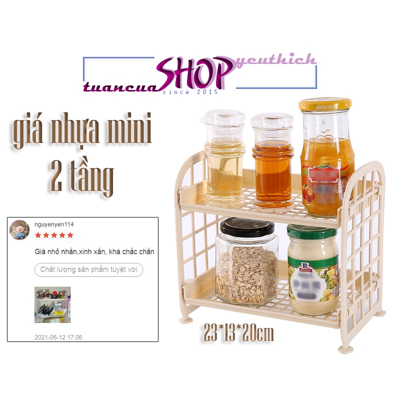 Kệ nhựa mini 2 tầng để đồ dùng học tập trang trí bàn học phong cách Hàn Quốc dành cho cô gái dễ thương