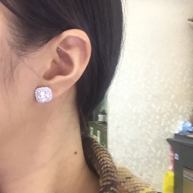 Khuyên tai bạc Nmj đính đá nhan tạo cao cấp