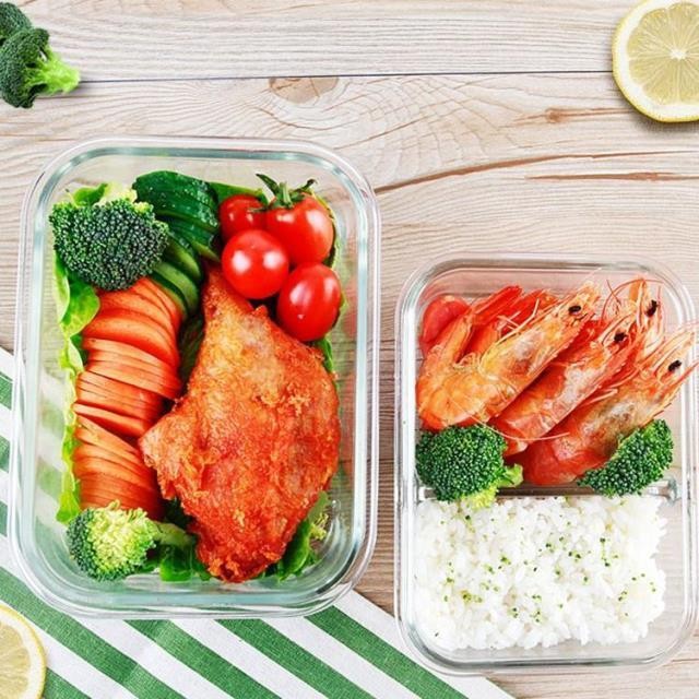 Hộp cơm văn phòng - 2 Hộp cơm thủy tinh giữ nhiệt không chia ngăn JDX