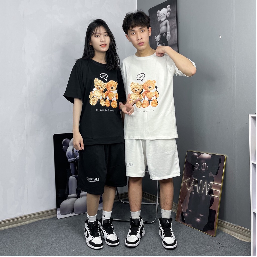 Áo Phông Teddy Love  Unisex  , Áo Thun Tay Lỡ Nam Nữ Form Rộng XESINU