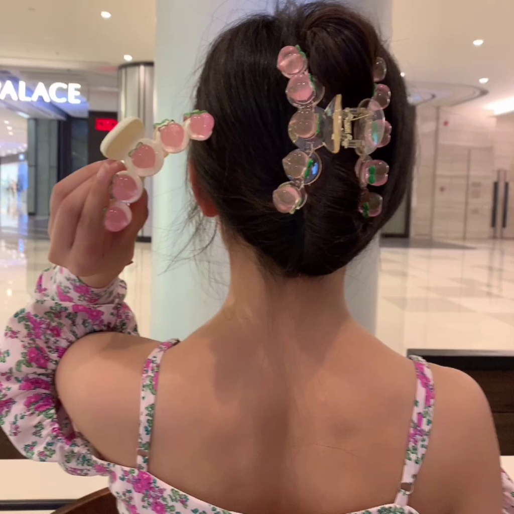 Kẹp Tóc Đính Nơ Hồng/Quả Đào Ngọt Ngào Thời Trang