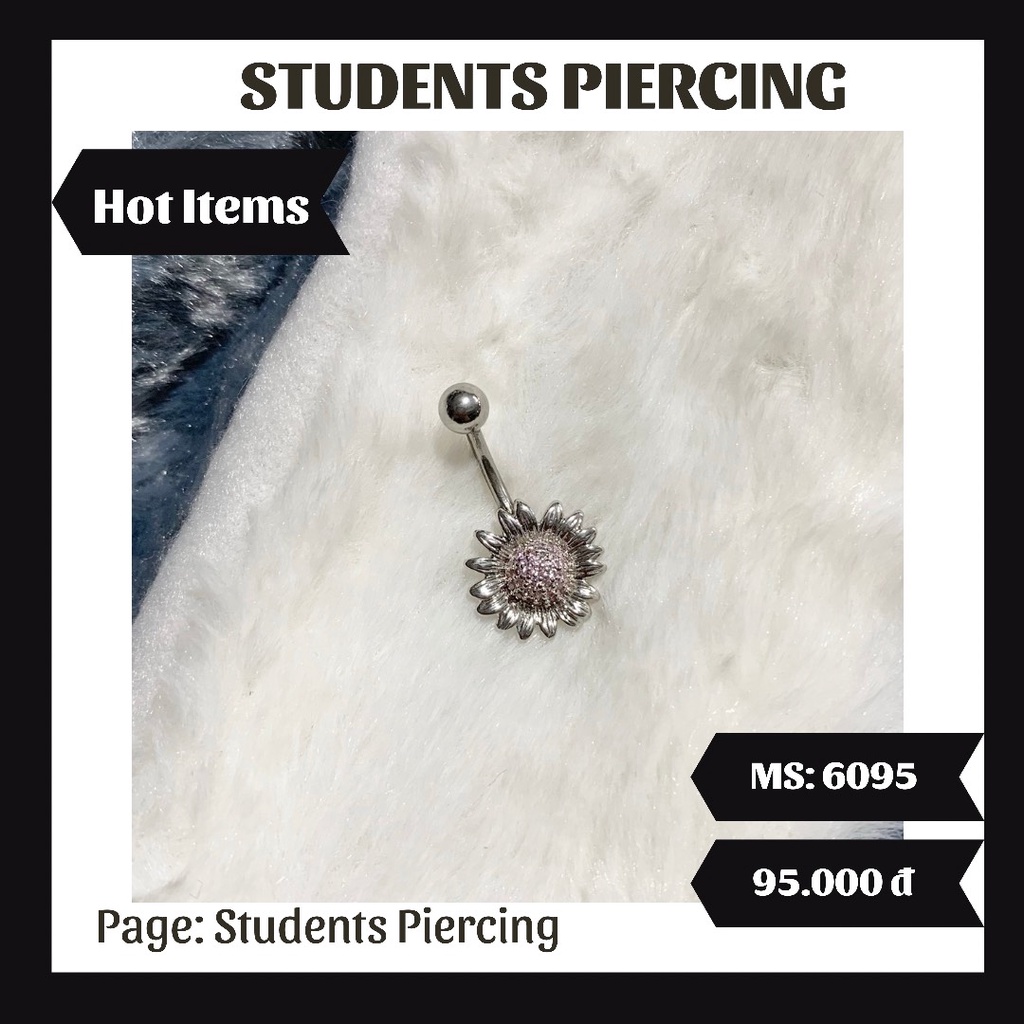 [RẺ VÔ ĐỊCH] Khuyên Rốn Hướng Dương Đá Tím - Khuyên Rốn Thép 316L