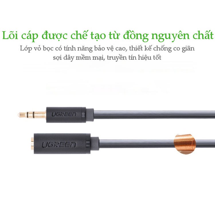 Cáp âm thanh kéo dài hai đầu chuẩn 3.5mm 1 đầu đực 1 đầu cái UGREEN AV124