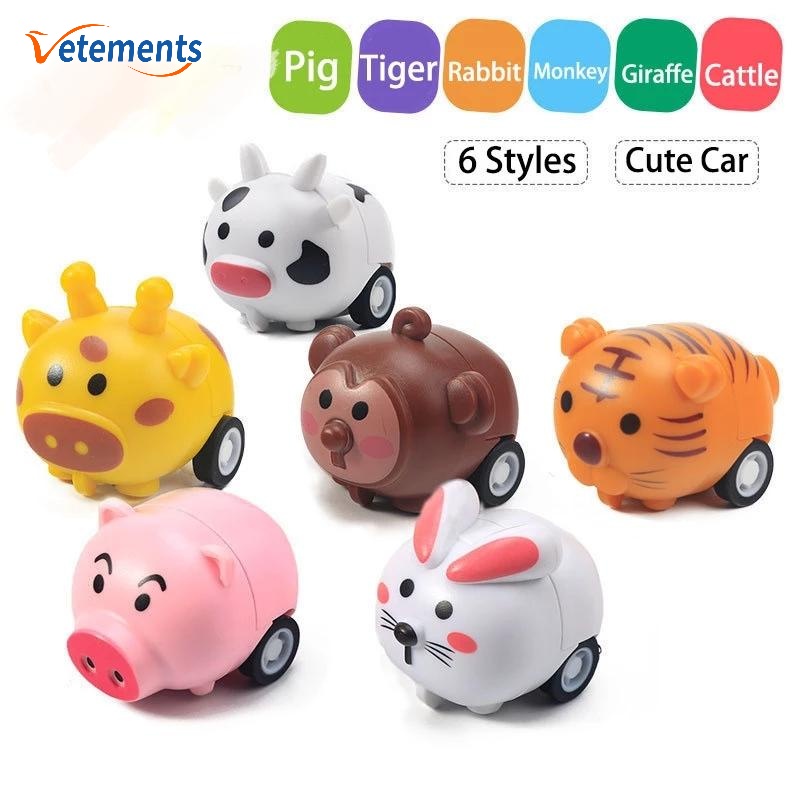 1 Đồ Chơi Xe Kéo Lùi Hình Động Vật Hoạt Hình Đáng Yêu Sáng Tạo Cho Trẻ Em