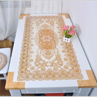 Khăn trải bàn ren họa tiết Hoàng Gia rập nổi sang trọng