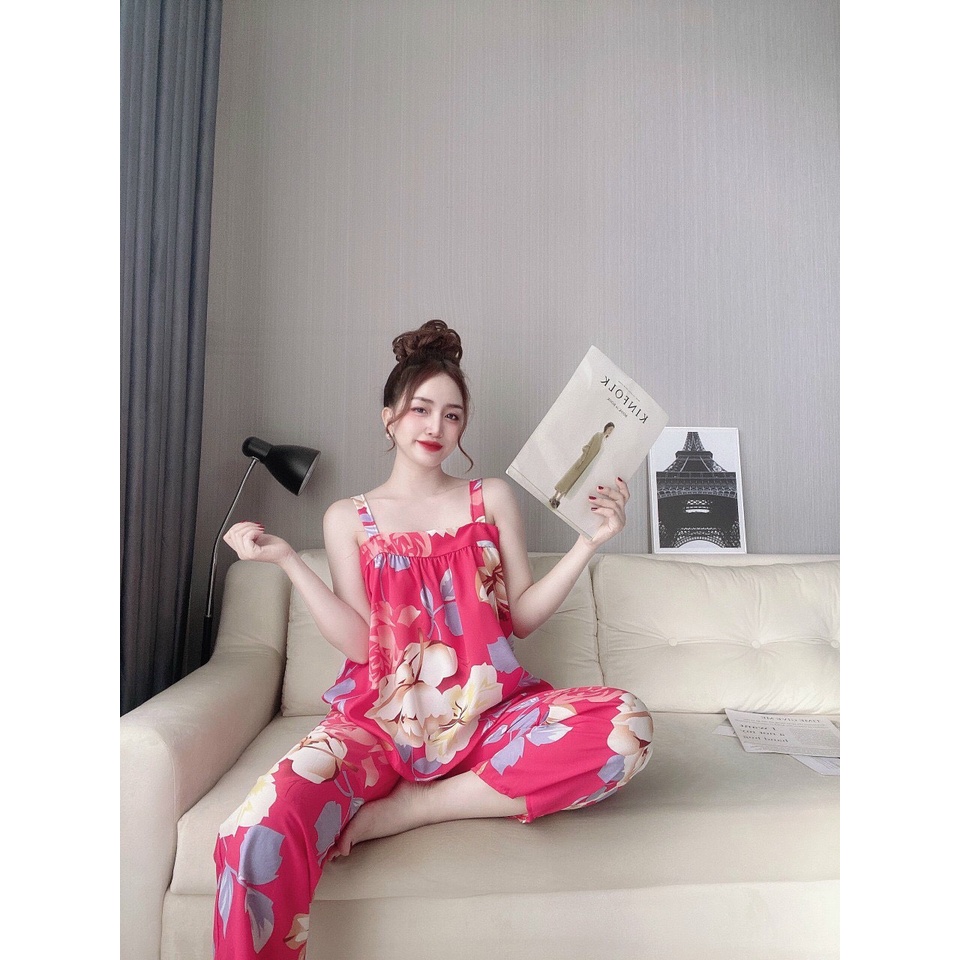 👉👉Sét đồ bộ ngủ quần dài, áo hai dây bản to chất hàn hoa nhí | BigBuy360 - bigbuy360.vn