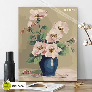 Tranh Tô Màu theo số Lọ hoa phớt hồng T970