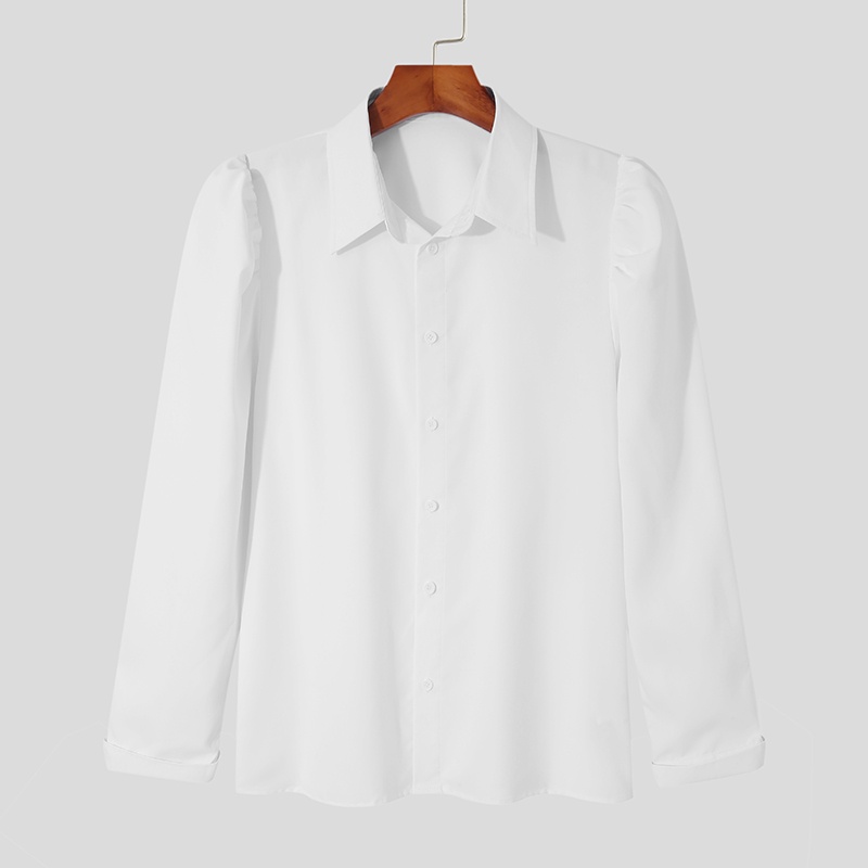 Áo sơ mi INCERUN tay dài phồng cổ bẻ cài nút thời trang cho nam