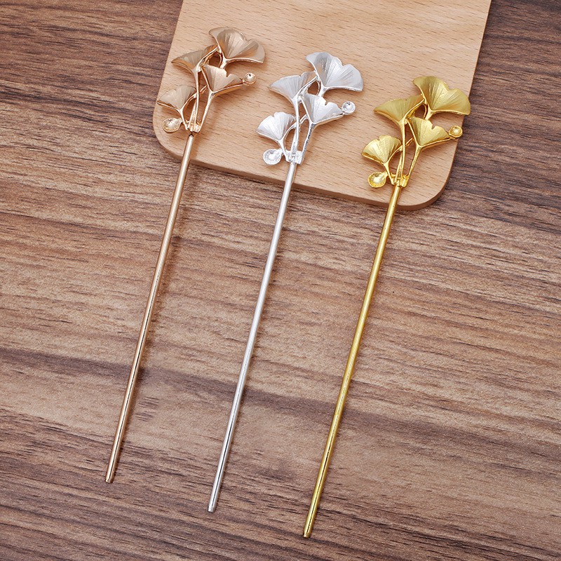 1 cán trâm lá ngân hạnh 145mm - nguyên liệu làm trâm, làm trang sức