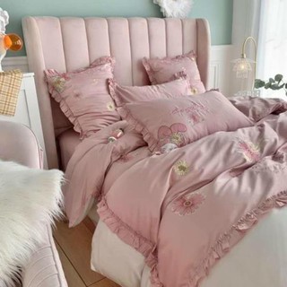 Chăn ga lụa thêu thỏ bunny 7 món