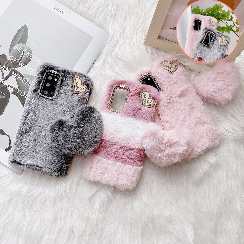 Ốp Điện Thoại Mềm Phối Lông Cho Realme C11 C12 C15 C17 C21 C21Y C25 C25S C3 C11 2020 Realme 5 5i 6i 6 Pro 7i 7 Pro Realme 8 5G Pro