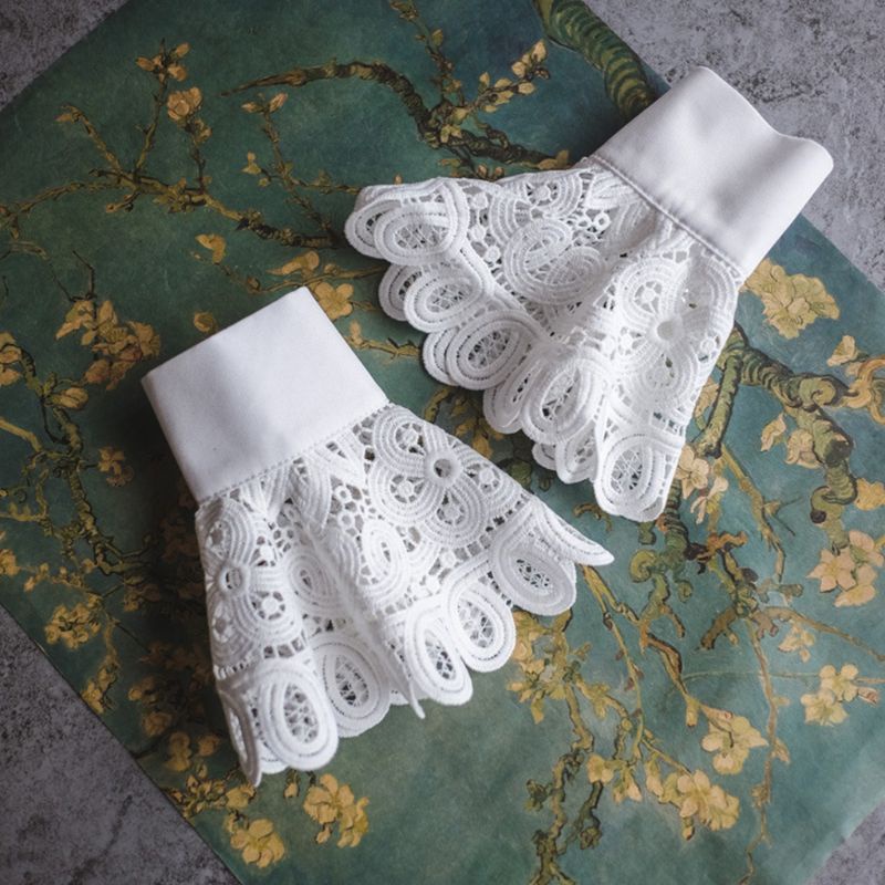 San * Cổ Tay Loe Giả Thêu Hoa Khoét Rỗng Kiểu Vintage Hàn Quốc Có Thể Tháo Rời