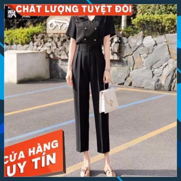 Quần baggy, quần baggy nữ cạp cao 3 khuy chất tuyết mưa cao cấp tôn dáng trẻ trung năng động