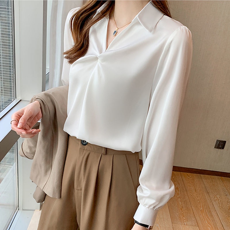 Áo Sơ Mi Trắng Tay Ngắn Cổ Chữ V Dáng Rộng Phong Cách Hàn Quốc Thời Trang Mùa Hè 2022