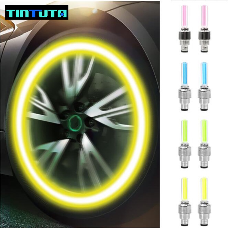 Đèn LED neon gắn van bánh xe đạp xe máy trang trí năm màu