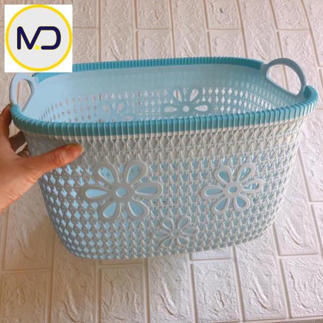 Giỏ nhựa giả đan mây đựng đồ có quai cầm -  Giỏ nhựa đan kiểu dáng Hàn Quốc nhựa Việt Nhật
