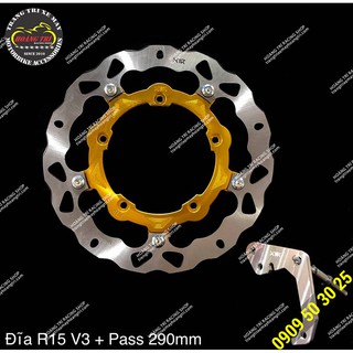 ĐĨA TRƯỚC X1R cho YAMAHA R15/V3 - 290mm (gồm lòng nhôm màu dày 12mm + Đĩa thắng 290mm loại dày 4.5mm + Pat CNC)