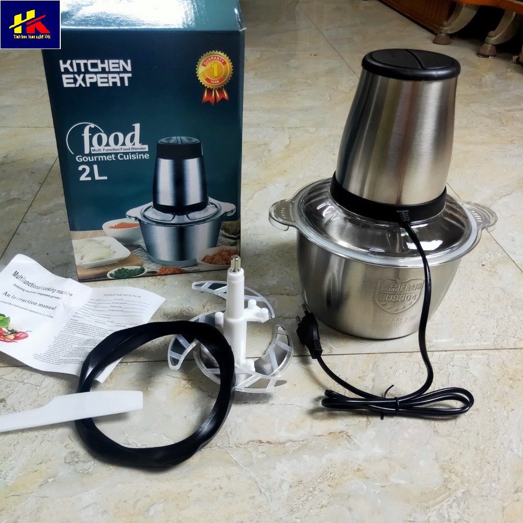 Máy xay thịt Kitchen Expert dung tích 2L cối Inox cao cấp, Máy nghiền thịt - Hồng Kỳ Mart