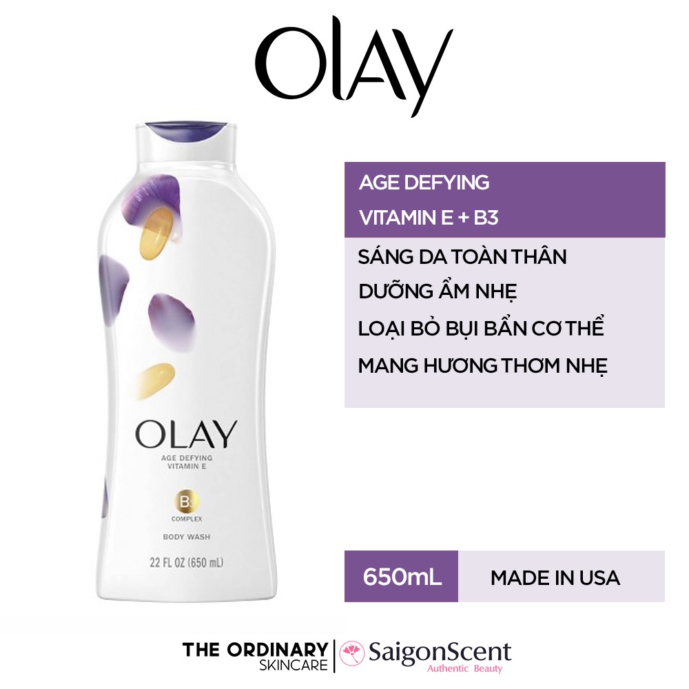 Sữa tắm dưỡng ẩm Olay / Age Defying Vitamin E + B3 Complex / 650mL