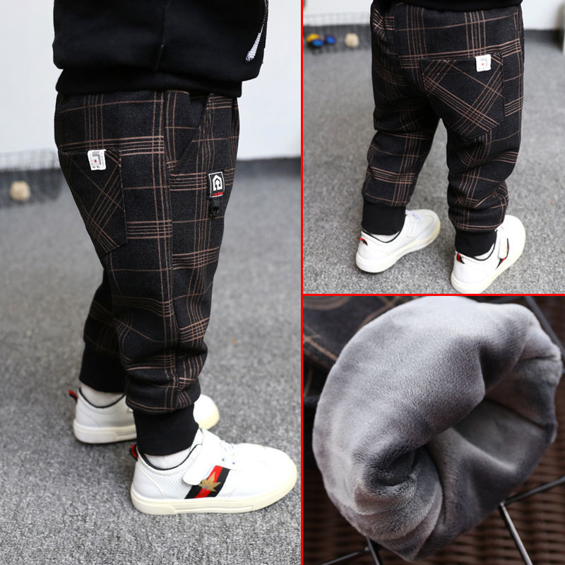 Boy's Pants Fall and Winter Clothes Baby Velvet Padded Casual Pants0-6Children's Trousers Winter Thicken4Thermal Workout Pants