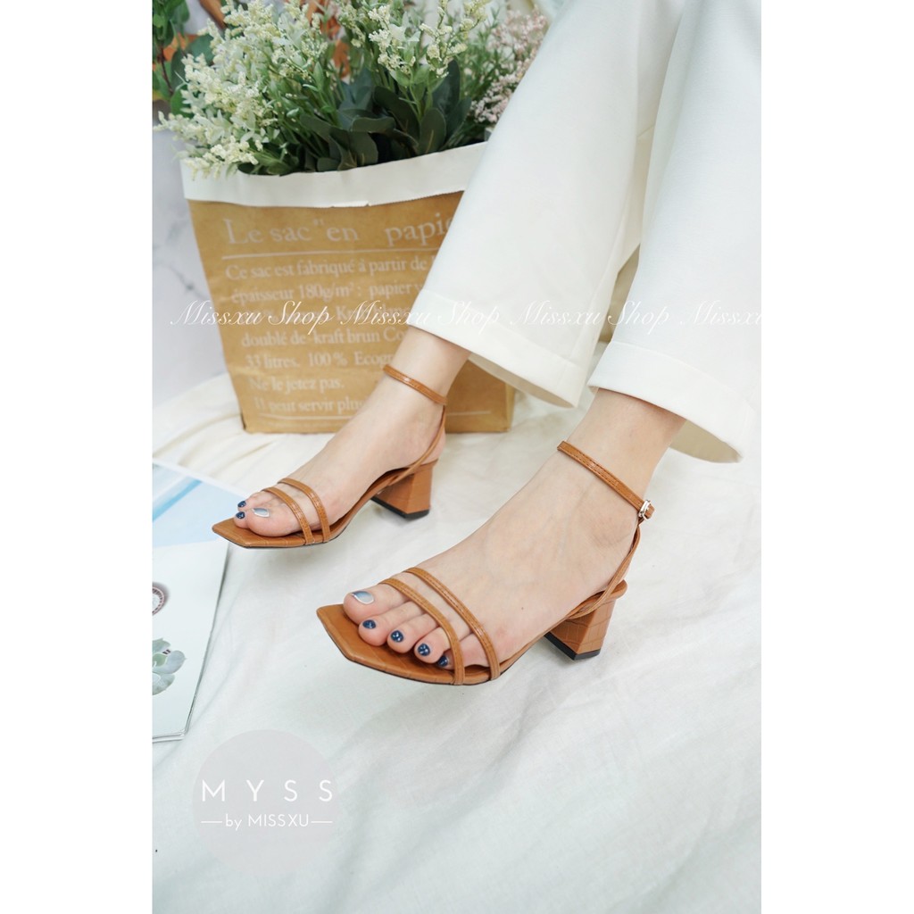 Giày sandal quai ngang mảnh 2 dây gót trụ 5 cm Myss - SD87