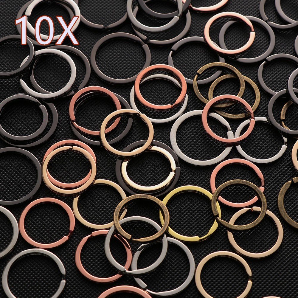 Set 10 Móc Khóa Tròn Bằng Thép Không Gỉ Nhiều Màu Sắc 25mm 28mm 30mm