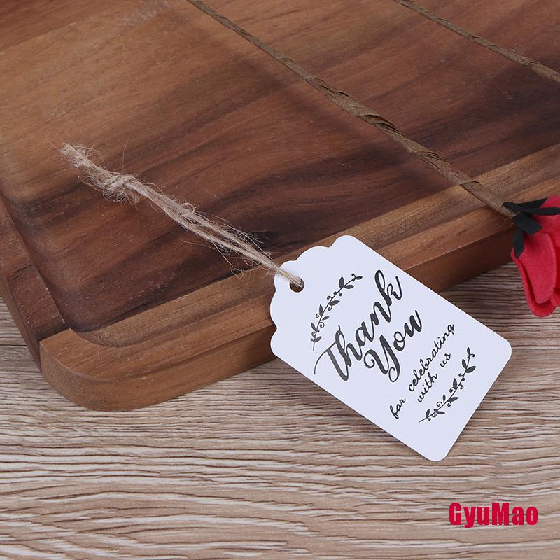 Set 100 Thẻ Giấy Kraft In Chữ Thank You Dùng Để Trang Trí Quà Tặng Tiệc Cưới