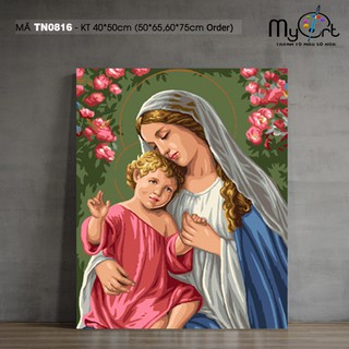Tranh tô màu theo số TN0816 Tranh số hóa tự vẽ Đức mẹ và Chúa Paint by numbers kit