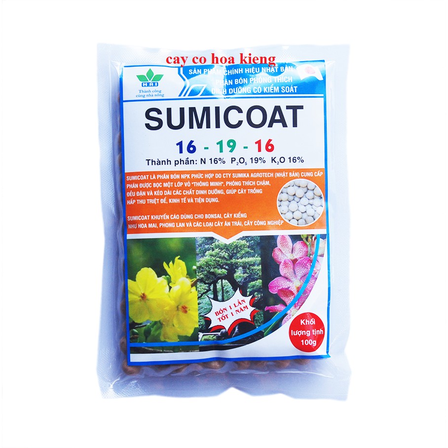 Phân tan chậm Nhật Bản Sumicoat 16-19-16 100g- slowrelease smart fertilizers made in Japan npk 16-19-16 100grs