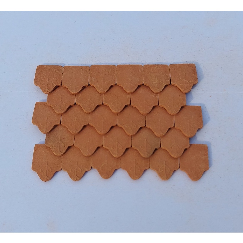 100 viên - NGÓI HOA VĂN Mini 1/10, 1/20, Gạch Ngói Đất Sét Nung Mô Hình, Tiểu Cảnh.
