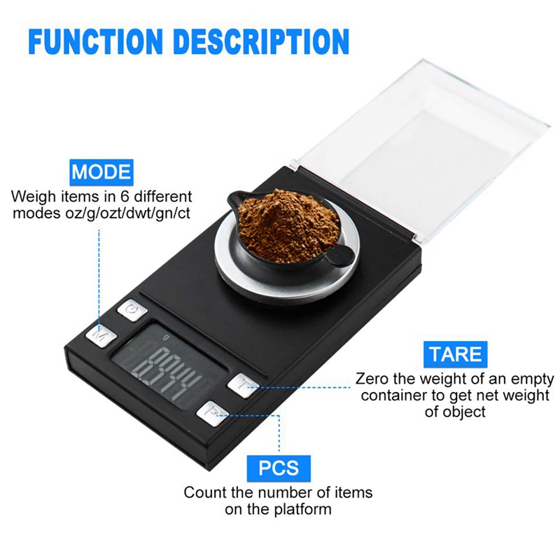 Cân miligam kỹ thuật số 100G '0.001G , Cân trang sức Carat Mini có độ chính xác cao cho cân bỏ túi với trọng lượng hiệu chuẩn