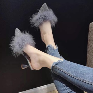 Sục lông cao gót 5cm