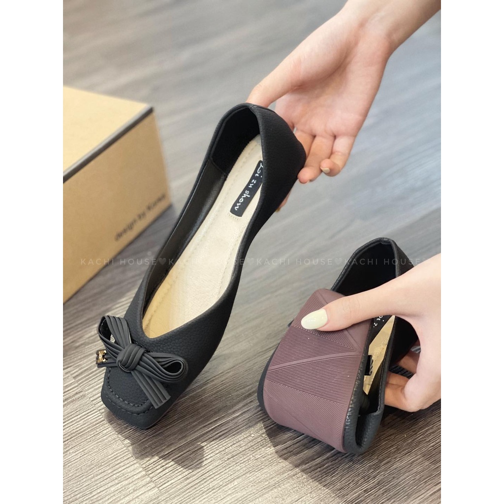 Bệt mũi vuông nơ đen 776-520- Kachi House