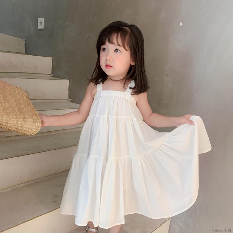 Đầm Hai Dây Thời Trang Đi Biển Mùa Hè Đáng Yêu Cho Bé Gái