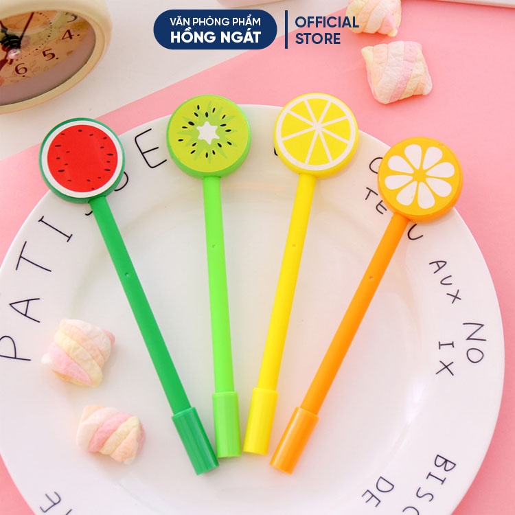 Bút bi cute hình hoa quả, bút bi nước mực gel đen ngòi 0.5mm nhiều màu dễ thương đồ dùng học tập B09
