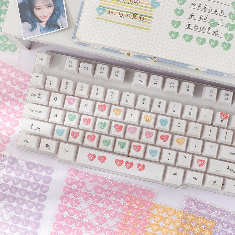 PeachSticker Dán Trang Trí Điện Thoại/ Album Ảnh Bằng pvc Thủ Công Hình Trái Tim/ Biểu Tượng Tình Yêu Nhiều Màu Sắc diy